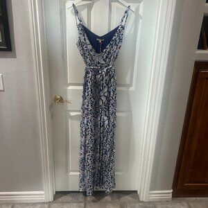 Skies Are Blue Multi Floral Blue Maxi Dress Size S NWT